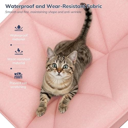 DurayLoly Criss Cross Chair with Wheels,Cross Legged Office Chair with 2 Layer Comfty Leather & Back,Armless Wide Vanity Chair for Home Office,Pink thumbnail 4