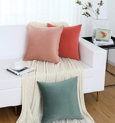 Jeneoo Comfy Soft Thick Velvet Throw Pillow Cases for Sofa Couch, Decorative Solid Square Cushion Covers for Bedroom Car (Lavender, 18 x 18 Inches, 2 Pieces) thumbnail 7