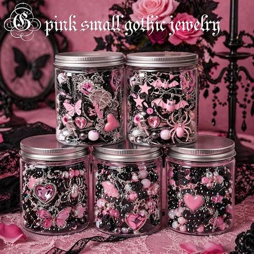 SMUOBT Mystery Jewelry Jar Box Set, Gothic Surprise Gift for Women | Gothic Vintage Jewelry Assortment, Includes Necklace/Earrings/Rings/Bracelet/Keychain, Surprise Mix, Ideal for Birthday thumbnail 5