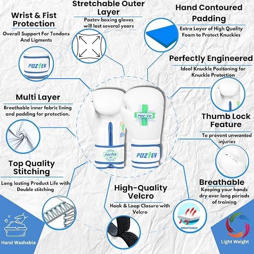 POZTEV Boxing Gloves for Men & Women Professional Workout Gloves for Sparring, Heavy Bag Training - Muay Thai Focus Mitts Punching Bag Ideal for MMA & Kickboxing Gloves thumbnail 2