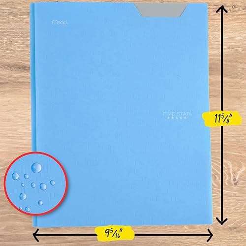 Five Star 2-Pocket Folder, Plastic Folder with Stay-Put Tabs and Prong Fasteners, Holds 8-1/2" x 11" Paper, Pacific Blue (72115) thumbnail 3