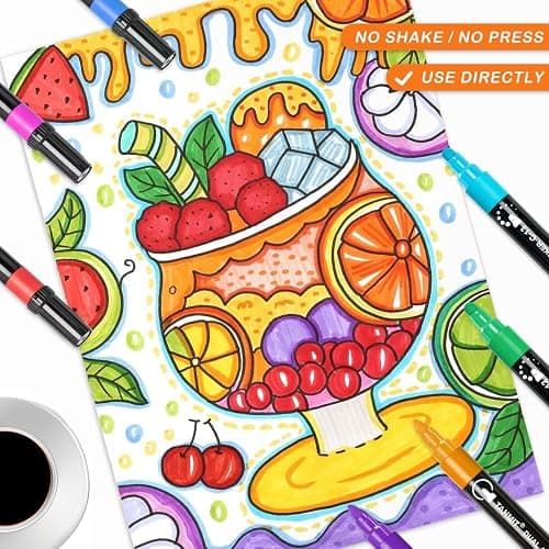 Acrylic Paint Pens Markers, 24 Colors Dual Tip Acrylic Paint Pens for Rock Painting, Wood, Canvas, Stone, Glass, Ceramic Surfaces, DIY Crafts Making Art Supplies (Round Tip and Fine Tip) thumbnail 5