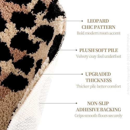 Dripykiaa Cheetah 8 Ball Round Area Rug 24 Inch Leopard Decor | 24-inch cheetah 8 ball round area rug with soft plush texture for bedroom, living room, dorm and aesthetic decor thumbnail 3