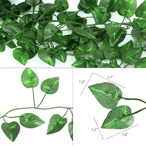 Tbestmax 473 Feet 72 Pack Artificial Ivy Leaf Plants, Green Vine Leaves, Greenery Hanging Garland, Fake Foliage Flowers for Home Kitchen Garden Office Wedding Wall Decor thumbnail 3