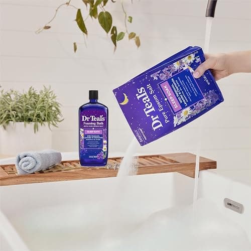 Dr Teal's Pure Epsom Magnesium Salt Soak, Sleep Blend with Melatonin, Lavender & Essential Oils, 3 lb (Pack of 4) thumbnail 5