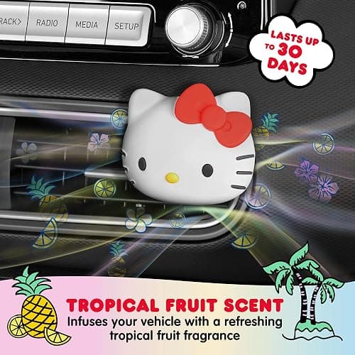 Sanrio Hello Kitty Car Air Freshener for Cars Trucks SUVs, Hello Kitty and Friends Cute Car Accessories for Women Car Decor Hello Kitty Car Accessories, Replaceable Scent Pods - Tropical Fruit Scent thumbnail 2