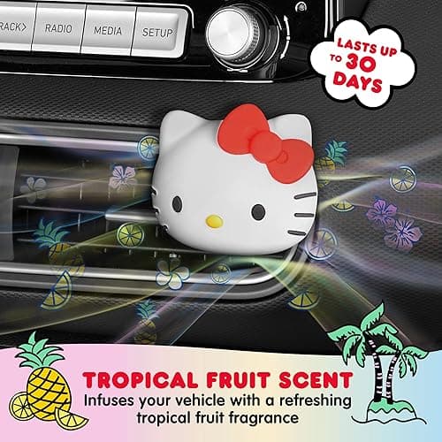 Sanrio Hello Kitty Car Air Freshener for Cars Trucks SUVs, Hello Kitty and Friends Cute Car Accessories for Women Car Decor Hello Kitty Car Accessories, Replaceable Scent Pods - Tropical Fruit Scent thumbnail 3
