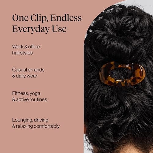 Kitsch Small Flat Claw Clips for Women - Stylish Flat Hair Clips, Strong Hold for Thick & Fine Hair | Non-Slip for Secure, Comfortable All-Day Wear | Ideal Gifts for Women -Tortoise Design thumbnail 6