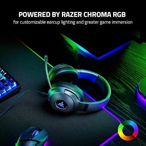 Razer Kraken V3 X Wired USB Gaming Headset: Lightweight Build - Triforce 40mm Drivers - HyperClear Cardioid Mic - 7.1 Surround Sound - Chroma RGB Lighting - Black thumbnail 7