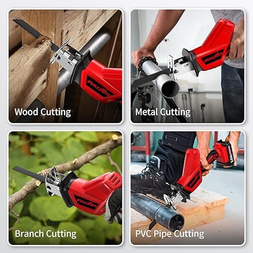 FULLYEA Reciprocating Saw Cordless, 0-3500SPM Power Reciprocating Saw with 2*2000mAh Battery & 4 Saw Blades, Tool-Free Blade Change, Variable Speed Reciprocating Saws for Woods/Metal/Plastic Cutting thumbnail 7