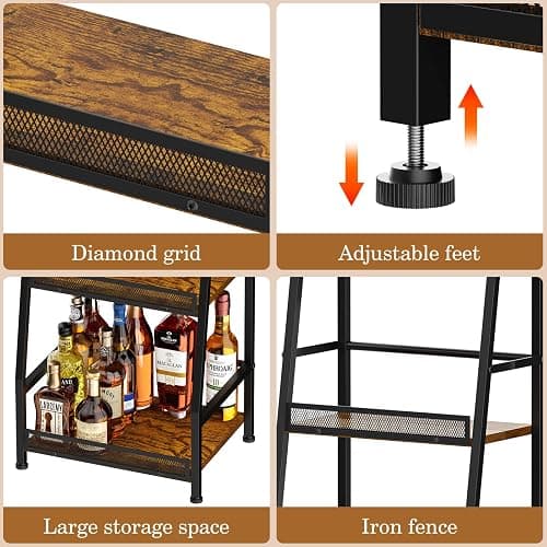 5-Tier Trapezoid Liquor Stand for Home Bar, Large-Capacity Liquor Cabinet Bar for Home, Stepped Wine Rack Freestanding Floor for Whiskey, Corner Wine Bottle Display Shelf with Fences for Living Room thumbnail 8