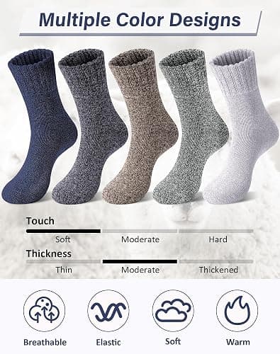 Loritta Wool Socks for Women Warm Winter Socks Knit Crew Calf Hiking Boot Sock Stocking Stuffers Gifts thumbnail 5