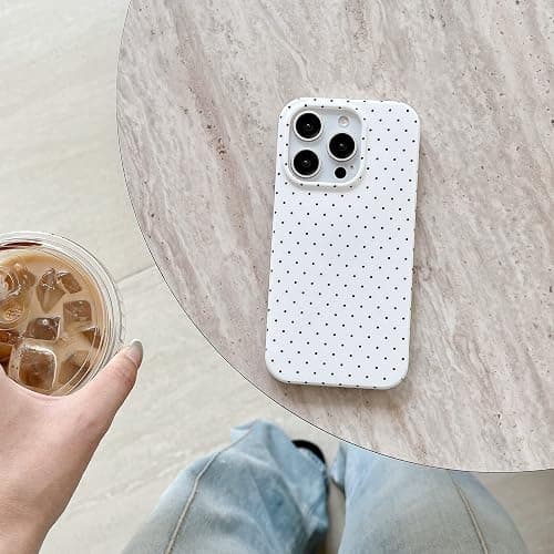 White Tiny Polka Dot Phone Case for iPhone 14/iPhone 13 Cute Retro Chic Trendy Classy Boho Pattern Slim Soft Protective Girls Women Cover(White Tiny Polkadot,i13/i14 6.1inch) thumbnail 4
