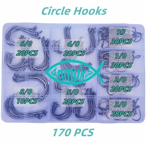 Circle Hooks Fishing Hooks 2X Strong 170PCS/Box|220PCS/Box Octopus Catfish Fish Bulk Fishing Hooks Set Saltwater Freshwater Gear Equipment#1 1/0 2/0 3/0 4/0 5/0 6/0 8/0 10/0 thumbnail 5