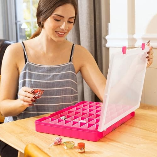 Plastic Toy Storage Case Compatible with Mini Brands Collector Toys, Shopkins, Real Littles, and LOL Surprise Series 1, 2, 3, 4, Collectible Minibrands Compartments for create masterchef (Pink) thumbnail 5