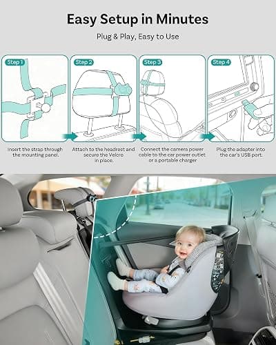 OTTOCAST Cabin Care Baby Camera for Car, 1080P Baby Car Camera with HD Night Vision, Wireless CarPlay Adapter, 150° Wide Angle, Real-Time Rear Seat Monitor thumbnail 9