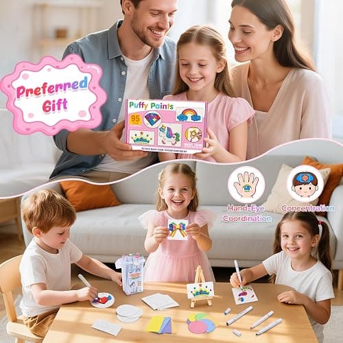 SHXYKZ 95 Pcs Magic Foam Texture Painting Kit, 3D Puffy Paint Kit Including 46 Pcs Magic Foam Paper, 24 Colors Dual-tip Marker Pen, DIY Creative Craft Set for Kids, Ideal Gifts for Boys and Girls thumbnail 7