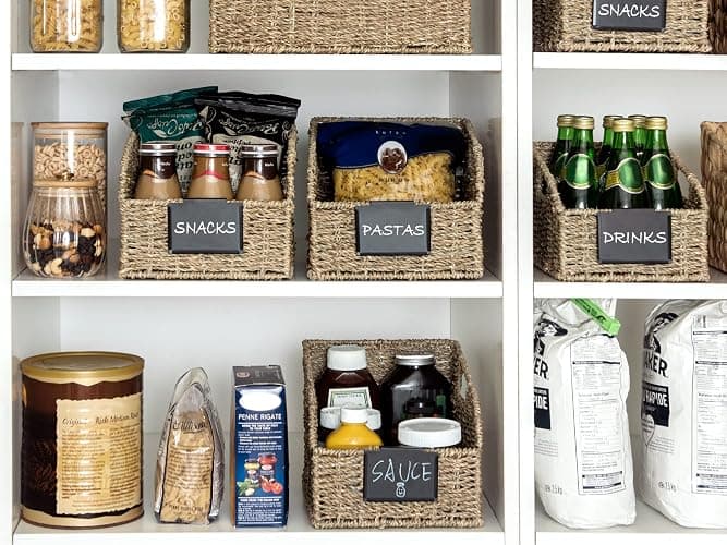 StorageWorks Wicker Baskets for Organizing, Pantry Organizers and Storage, Seagrass Storage Basket for Pantry Shelves, Kitchen Counter, Natural, 2 Pack thumbnail 4