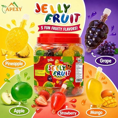 Apexy Jelly Fruit Candy – Assorted Fruit Flavors, Halloween Treat Juicy Chewy Gel Snacks, Kids & Adults Party Favors, Fun Treats for Goodie Bags & Events 46.9oz (1330g) thumbnail 6