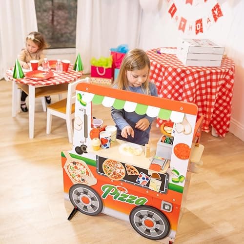 Melissa & Doug Wooden Pizza Food Truck Activity Center with Play Food, for Boys and Girls 3+ thumbnail 6