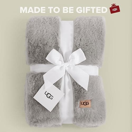 UGG Euphoria Plush Faux Fur Throw Blanket, Oversized Warm Throw for Couch or Chair, Luxury Bedroom Decor, Christmas Cozy Blankets, Machine Washable, 50-inch x 70-inch, Seal Grey thumbnail 4
