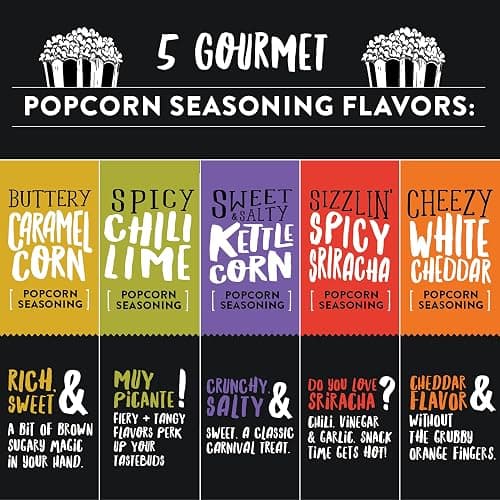 Urban Accents Movie Night Popcorn Gift Set – Includes 3 Gourmet Popcorn Kernel Varieties & 5 Flavorful Seasonings – Perfect Snack Gift Box for Parties, Holidays, or Movie Lovers thumbnail 4