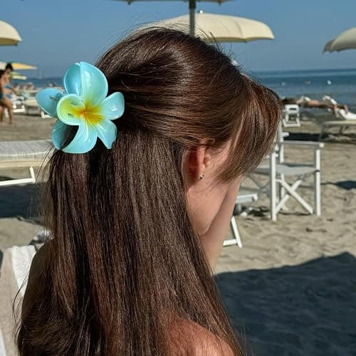 Flower Hair Claw Clips for Women, 8 Pack Hawaiian Flower Hair Clips, Plumeria Claw Clips for Thick Thin Hair, Large Strong Hold Nonslip Hawai Hair Accessories for Women Girls Gifts(Hawaiian-8 Colors) thumbnail 4