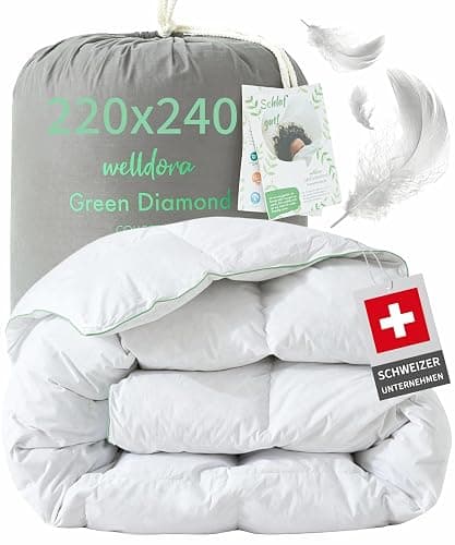 Welldora Komfort Bettdecke 220x240 | 2380g extraweiche Federn & Daunen | Fachärztlich geprüft, Oeko-Tex, Allergiker | RDS Zertifiziert für Tierwohl | Ganzjahres Federbett Daunendecke 220x240 - Image 1