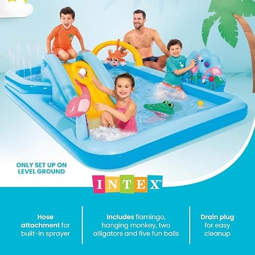 Intex 96" x 78" x 28" Inflatable Jungle Adventure Play Center Spray Kiddie Pool - Backyard Kids Water Slide, Outdoor Blow-Up Splash Pad for Toddlers thumbnail 4