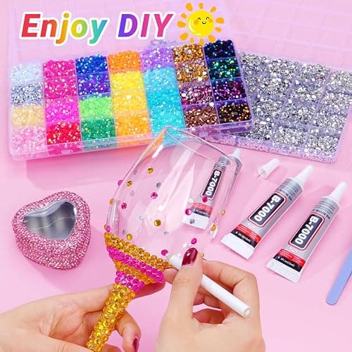 79000Pcs Jelly Rhinestones for Bedazzling, 2 Boxes Multicolor 3mm & Silver Clear 2/3/4/5/6mm Resin Flatback Gems for Crafting, Bedazzler Kit with 3Pcs 15ml B7000 Jewelry Glue for Crafts Clothes Book thumbnail 6