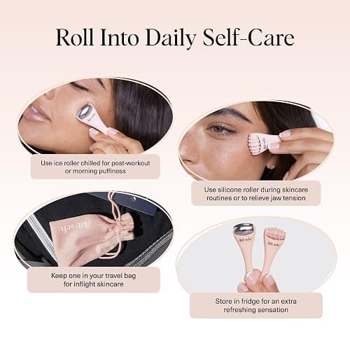 Kitsch Mini Facial Roller & Ice Face Roller Skin Care Tool Set for Women - Face Massager for Puffy Eyes, Cold Therapy, Lymphatic Drainage Massager, Self Care Gifts for Women & Men - Blush thumbnail 6