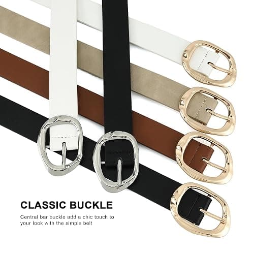 Earnda Leather Belts for Women Casual Fashion Waist Belt with Liquid Shapes Gold Buckle for Jeans Pants Dresses thumbnail 5