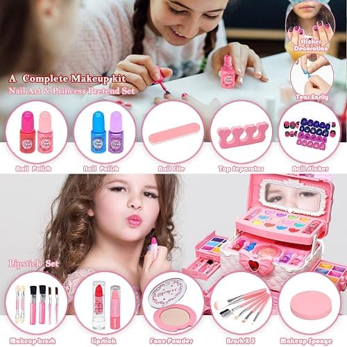 Kids Makeup Sets for Girls - Kids Makeup Sets for Girls 3-4,Play Make Up Kit,Maquillaje para Niñas, Best Toys for Little Girl,Princess Toddler Kid Stuff, Ages456789 10-12 Year Old Girl Birthday Gifts thumbnail 6