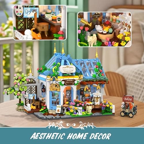 PLAXSOON Flower Café House Building Set with Lights and Openable Design | Botanical Coffee Architecture 1520 PCS, Floral Bakery Construction Model for Home Decor, Gift for Adults Women Teens Girl 12+ thumbnail 5