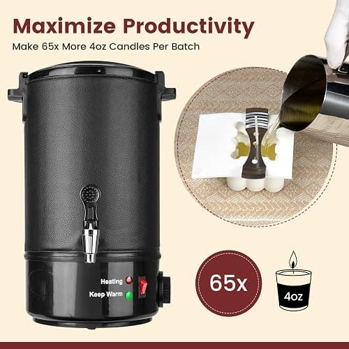 POWLAB Commercial 8L Wax Melter for Candle Making - Electric Candle Maker Machine with Easy Pour Spout, Temperature Control & Quick Melt Design - Ideal for Soap, Soy Wax, Home or Business Use thumbnail 5
