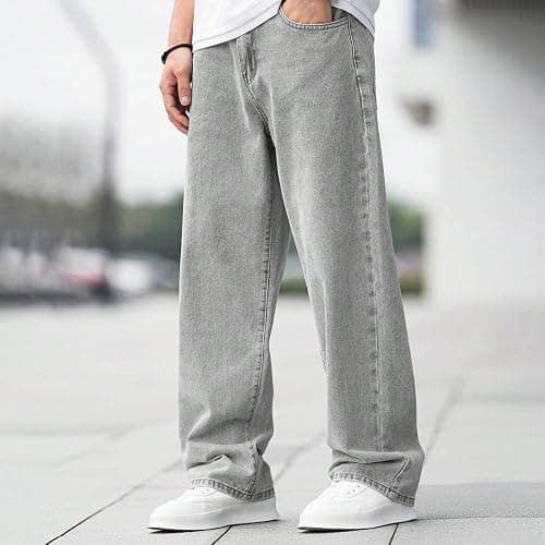 Baggy Jeans for Boys Straight Wide Leg Elastic Elastic Vintage Denim Pants Casual Y2k Loose Fit Streetwear Trousers thumbnail 5