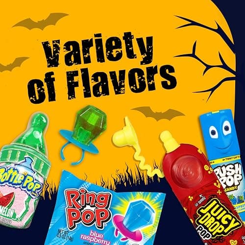 Halloween Candy Variety Pack, 18Ct Assorted Lollipops, Bulk Individually Wrapped Ring Pop, Push Pop, Baby Bottle Pop & Juicy Drop, Birthday Party Favors, Trick or Treat, Halloween Bowls, Kids Gifts thumbnail 4