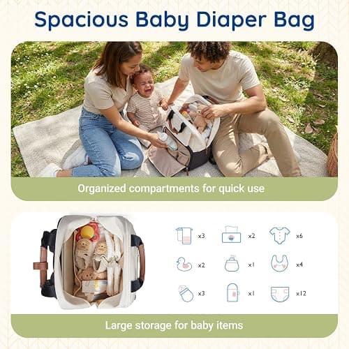 mommore Diaper Bag Backpack Travel Baby Bag with Changing Pad for Mom Dad | Insulated Pockets, Luggage & Stroller Straps, Large Maternity Bag for Newborn Baby Essentials, Hospital & Work, Black thumbnail 4