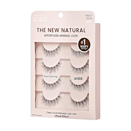 KISS The New Natural, False Eyelashes, 'Pearl Earring', 12mm, Includes 4 Pairs Of Lashes, Easy to Apply, Reusable Lash Clusters thumbnail 8