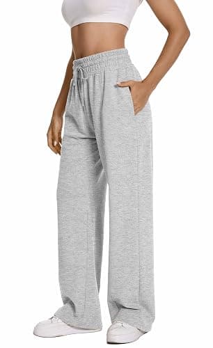 Auriviz Womens High Waisted Drawstring Sweatpants Straight Leg Pants Side Hidden Pockets Sweat Pants 30‘’ Inseam thumbnail 2