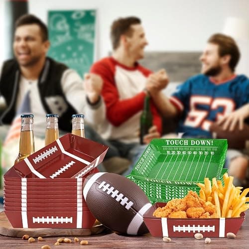 50Pcs Football Party Supplies, 5lb Football Food Plates, Football Paper Trays Disposable Bowls Nacho Trays, Football Theme Party Favors for Gameday, Carnivals, Birthday, Sport, Party Decor thumbnail 6