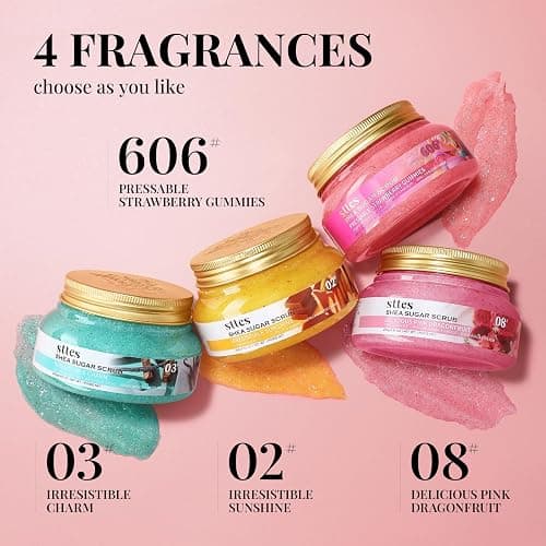 Sttes Smell Rio Shea Sugar Body Scrub 606 (Pressable Strawberry Gummies) – Strawberry Candy Scent Shower Treatment 250g thumbnail 6