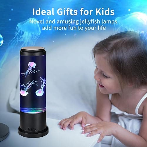 Meloki 11 inch Jellyfish Lamp, LED Jelly Fish Light Lamp, Color Changing Jellyfish Tank Table Lamp Decorations for Home Office Decor Great Gifts for Kids thumbnail 5