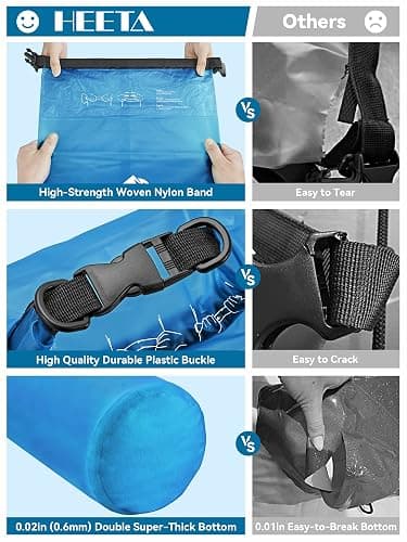 HEETA Dry Bag Waterproof for Women Men, 5L/10L/20L/30L/40L Roll Top Lightweight Dry Storage Bag Backpack with Phone Case for Travel Swimming Boating Kayaking Paddle Board Camping Beach Accessories thumbnail 4