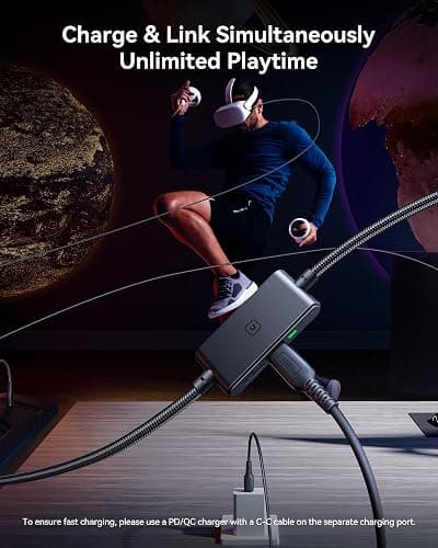 INIU VR Link Cable with Separate Charging Port, 16FT High Speed Data Transfer & Charging Cable, USB to USB C Charger Cord for Virtual Reality Headset, Meta Oculus Quest 3s 3 2 Pro, Pico 4 Steam PC VR thumbnail 2