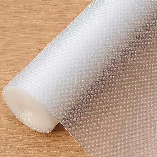 Hersvin Kitchen Drawer Liners 44.5cmx500cm Cupboard Liners, Cabinet Shelf Mats Non Slip Non-Adhesive Oil-Proof Waterproof EVA Plastic Protector Refrigerator Shelves Protective Lining (Clear Dot) - Image 1