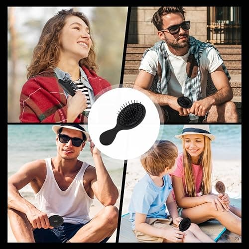 RHOS Mini Hair Brush for Women,Men and Kids-Travel Size Hair Brush for Purse,Pocket,backpack-Small Cushion Paddle Brush with Soft Bristles-Mini Detangler Brush for All Hair Types(1 Pack-Black) thumbnail 7