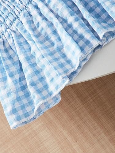 RoseSeek Girl's Y2K Gingham Peplum Cami Tops Ruffle Hem Spaghetti Strap Babydoll Plaid Summer Crop Top thumbnail 4