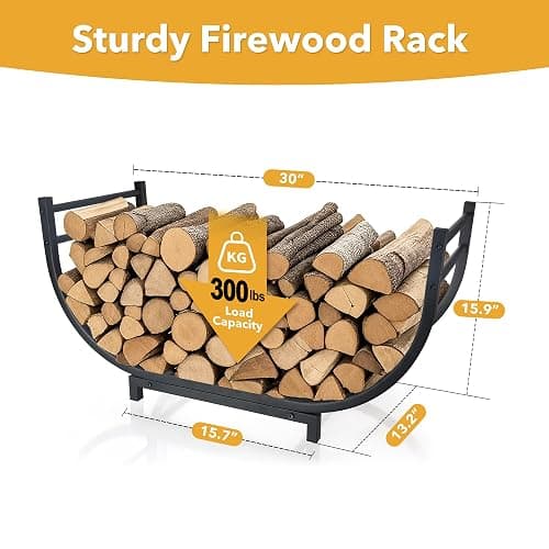 facka Curved Firewood Rack, 30 Inch Indoor Outdoor Log Firewood Holder, Metal Fireplace Wood Storage, Waterproof & Rustproof thumbnail 3
