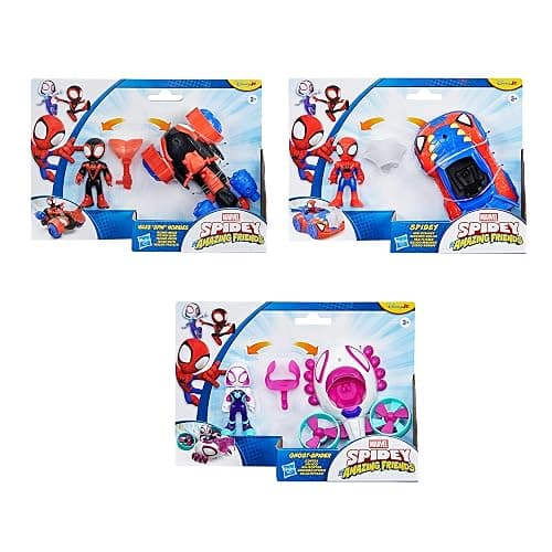 Marvel Spidey and his Amazing Friends Action Figure and Toy Vehicle 3 Pack, 3 Poseable 3-Inch Figures, 3 Vehicles, 3 Accessories, Super Hero Toys, 3+ thumbnail 3
